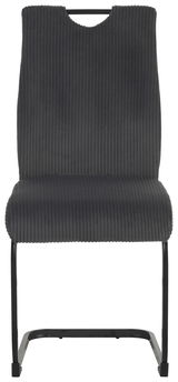 Schwingstuhl in dunklem Stoff mit vertikalen Streifen, Vorderansicht