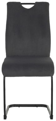 Schwingstuhl in dunklem Stoff mit vertikalen Streifen, Vorderansicht