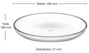 Transparenter Teller Cucina 18cm, seitliche Perspektive, Breite 180 mm, Höhe 21 mm