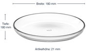 Doorzichtige bord Cucina 18 cm, zijaanzicht, breedte 180 mm, hoogte 21 mm