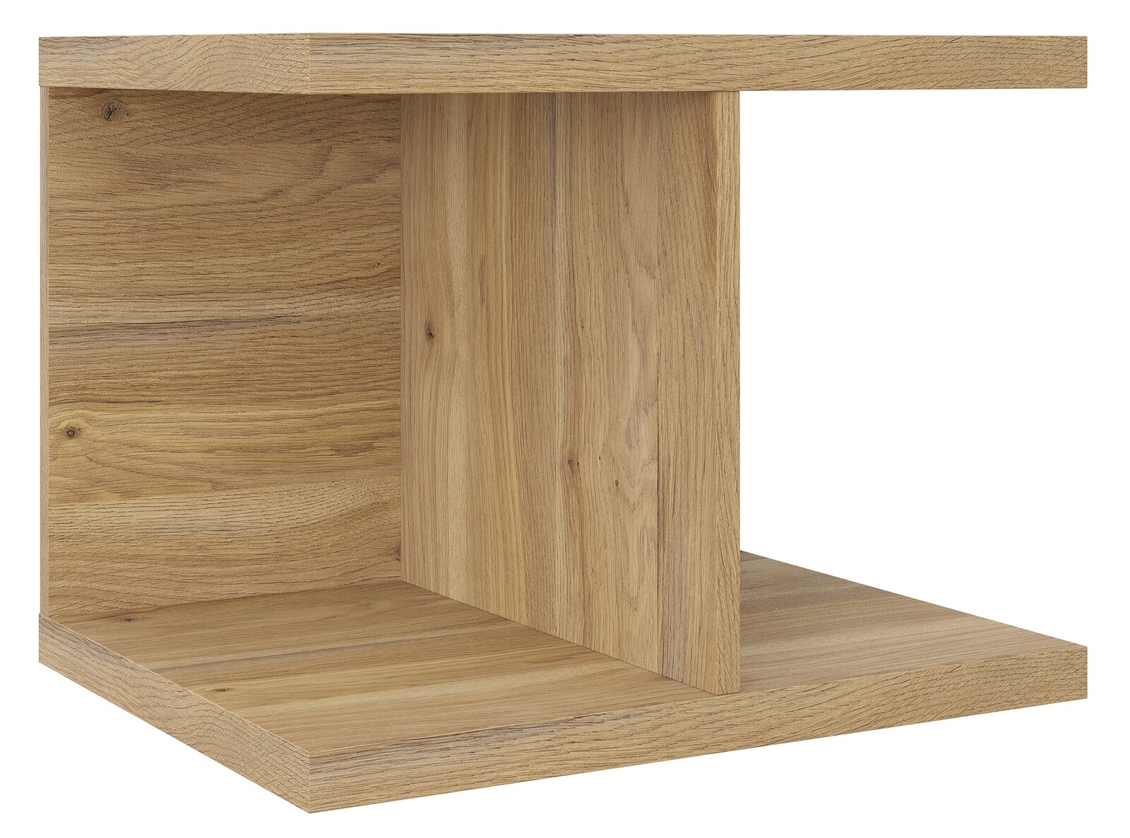 Holz-Aufsatzregal in Eichenoptik, seitliche Perspektive