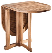 Holzklapptisch in halbrunder Form, seitliche Perspektive