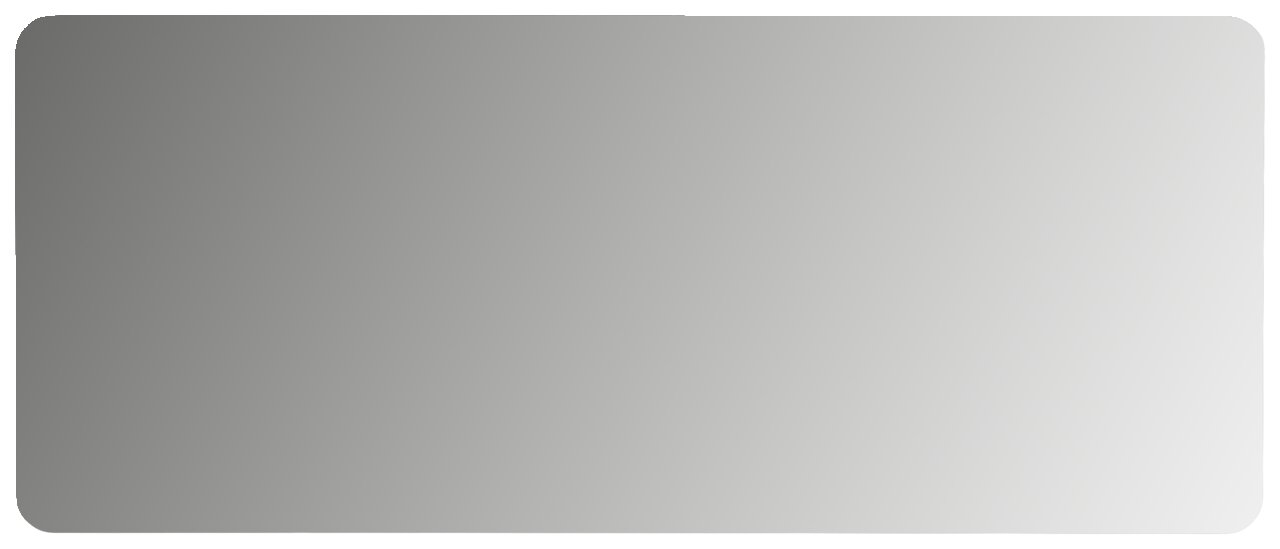 Rechteckiger Spiegel mit abgerundeten Ecken, frontal betrachtet