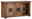 Rustikales Sideboard aus Holz mit Schiebetüren und Metallakzenten, seitliche Perspektive