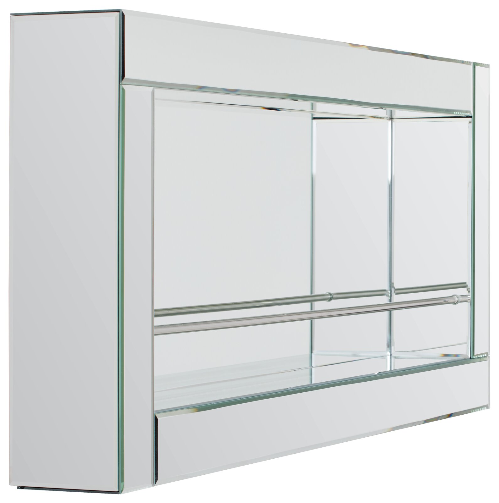 XORA Flaschenregal WALKER Modernes Wandregal aus Glas mit Metallstangen, seitliche Perspektive