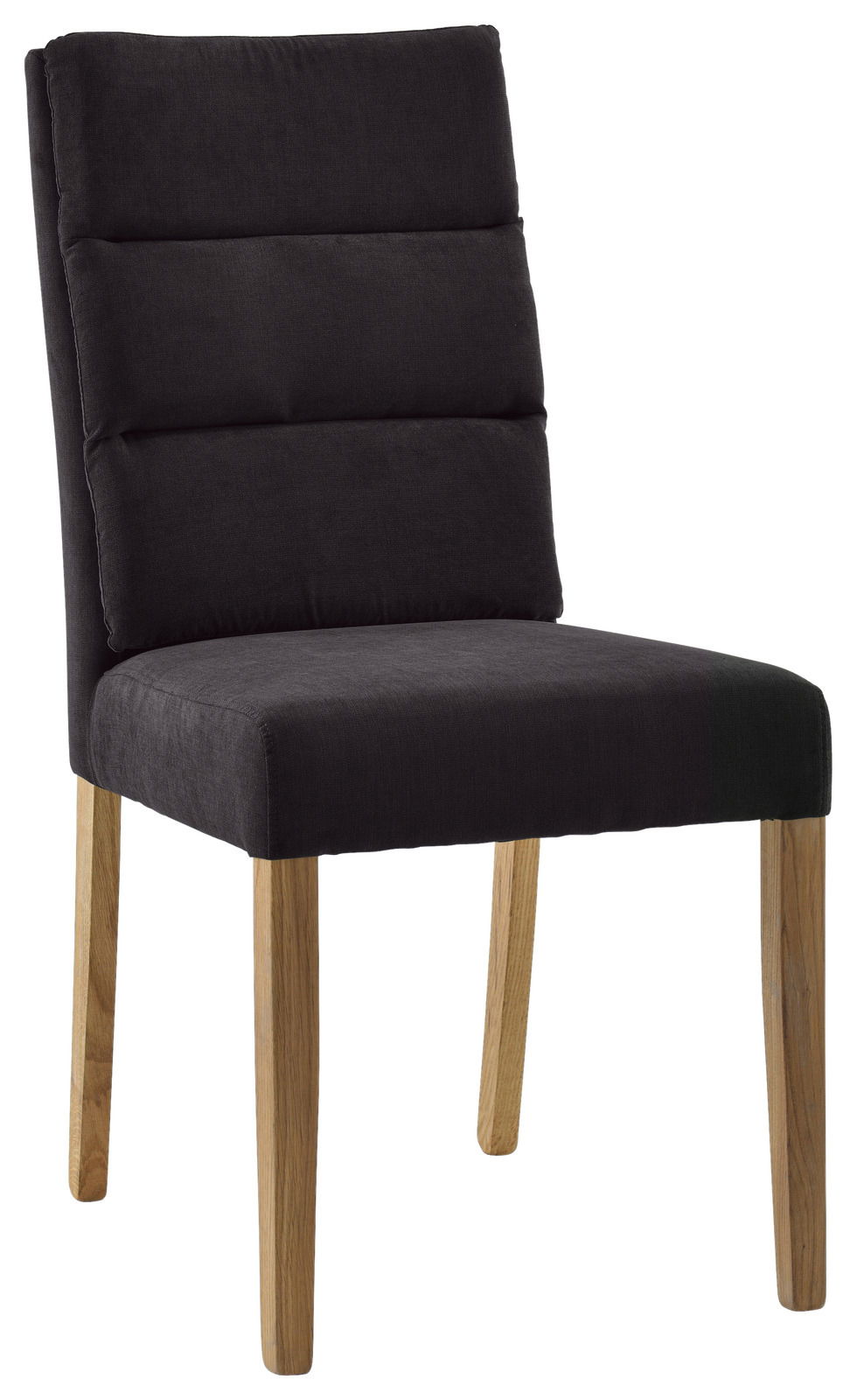 Cantus Stuhl NAOMI Schwarzer Polsterstuhl mit Holzbeinen, seitliche Perspektive