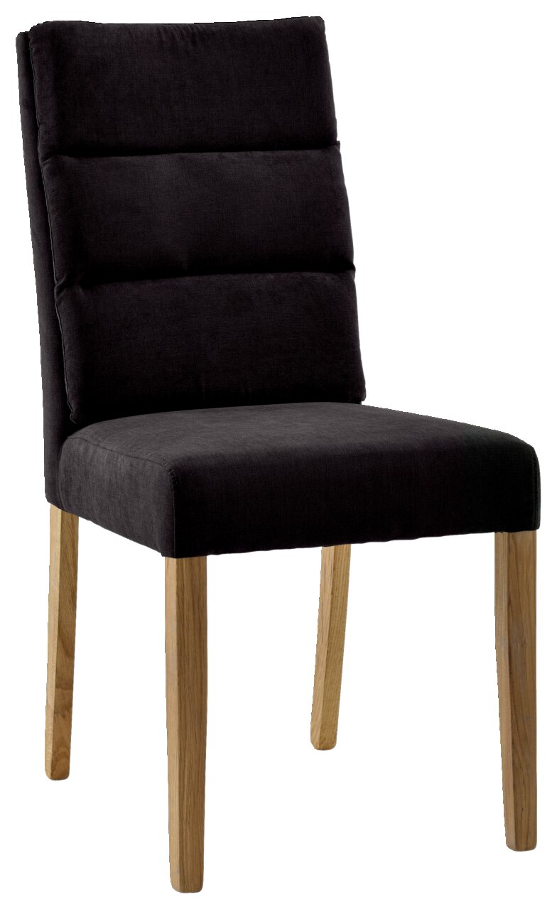 Cantus Stuhl NAOMI Schwarzer Polsterstuhl mit Holzbeinen, seitliche Perspektive