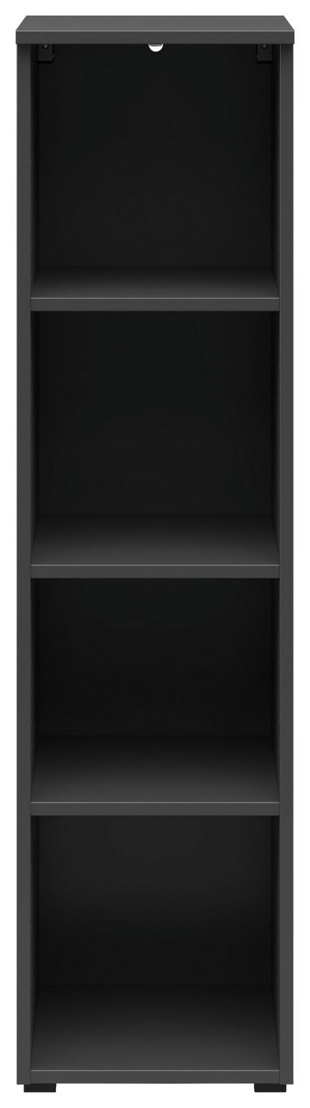 Carryhome Regal MULTISTAURAUM Schwarzes Regal mit vier offenen Fächern, frontale Ansicht