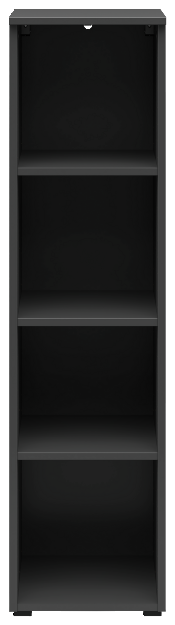 Carryhome Regal MULTISTAURAUM Schwarzes Regal mit vier offenen Fächern, frontale Ansicht