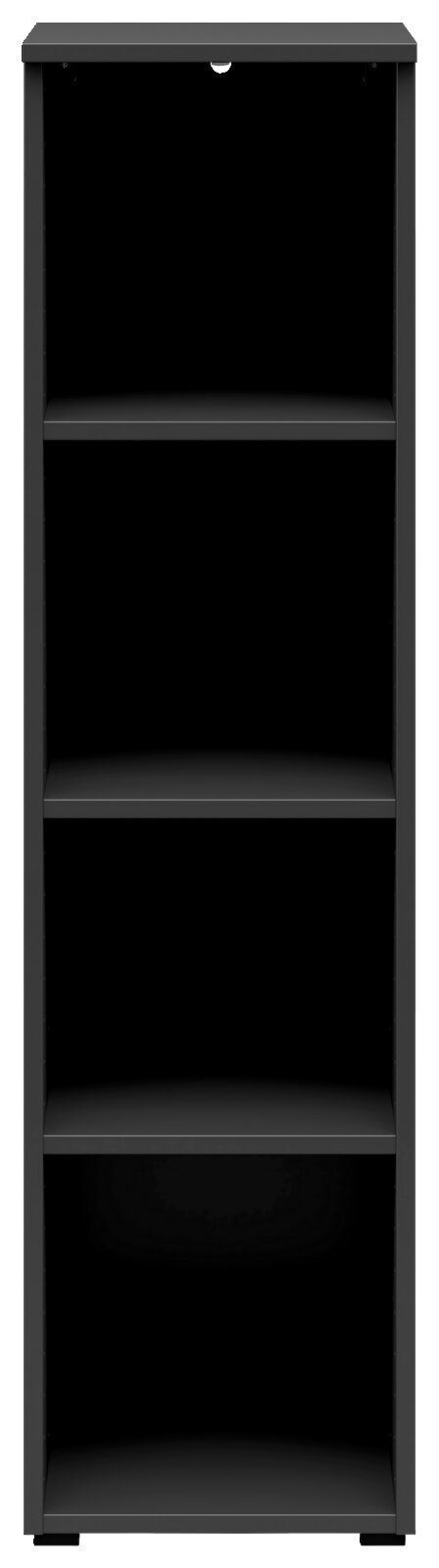 Carryhome Regal MULTISTAURAUM Schwarzes Regal mit vier offenen Fächern, frontale Ansicht