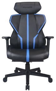 Gaming Stuhl BXGAMING GENIUS in Schwarz mit blauen Akzenten, Vorderansicht