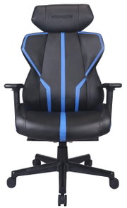 Gaming Stuhl BXGAMING GENIUS in Schwarz mit blauen Akzenten, Vorderansicht