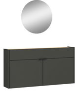 Schwarzes Garderoben-Set mit rundem Spiegel, Frontalansicht