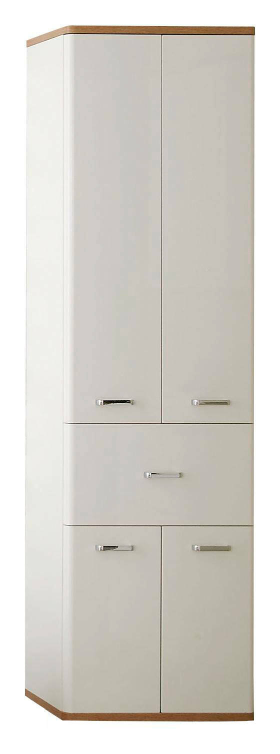 XORA Hochschrank 53 cm NALA Hochschrank 53 cm in weiß mit Holzdetails, frontale Ansicht