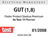 Stiftung Warentest Bewertung für die Fissler Protect Steelux Premium Pfanne, Note: Gut (1,8), getestet unter 19 Pfannen, Perspektive: Bewertungszertifikat.
