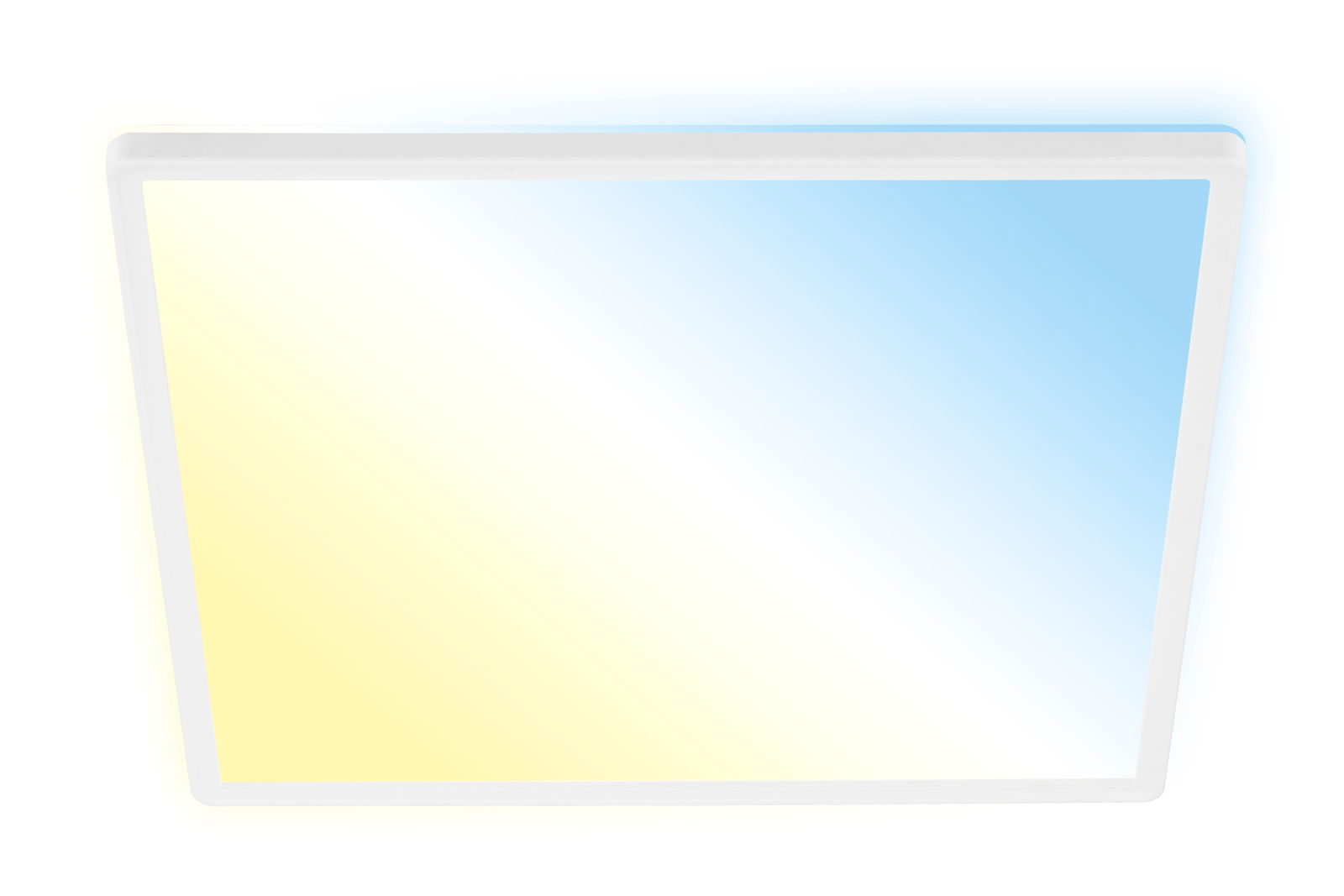 Briloner LED-Deckenleuchte SLIM LED-Deckenleuchte mit sanftem Farbverlauf von Gelb zu Blau, Ansicht von unten.