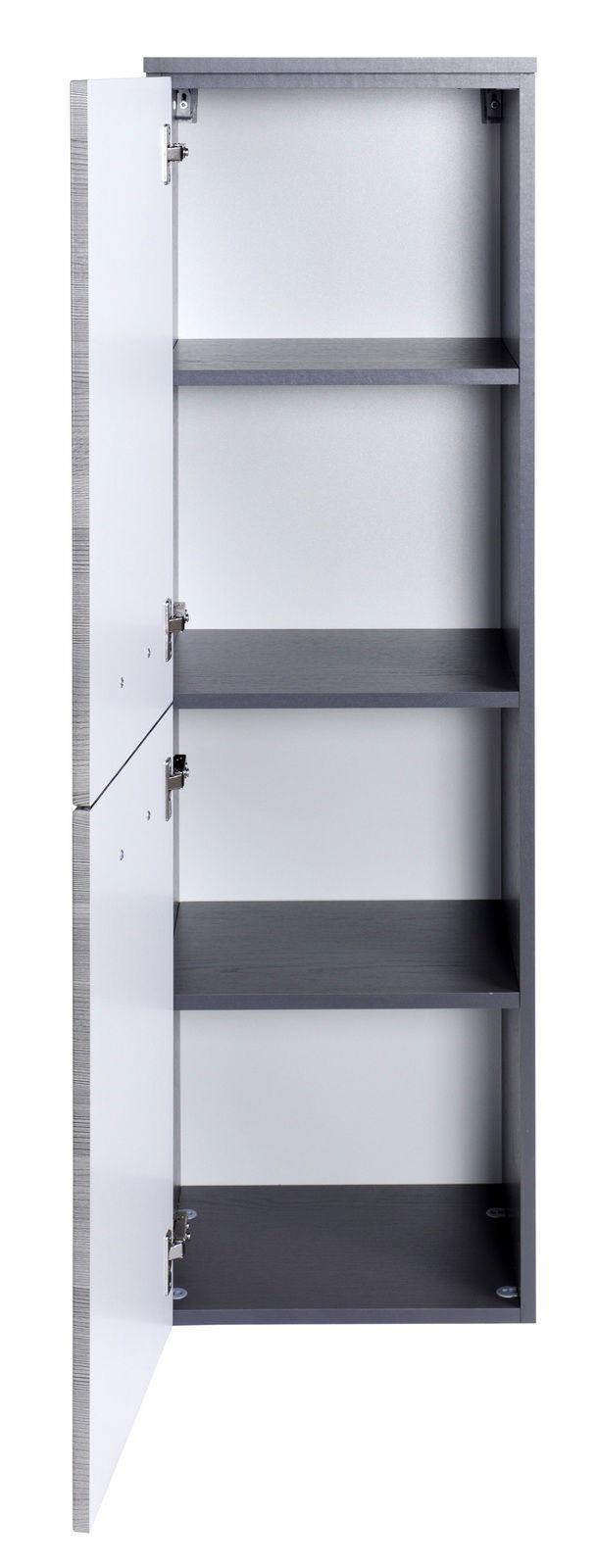 Offener Midischrank mit vier Einlegeböden, Ansicht von vorne.