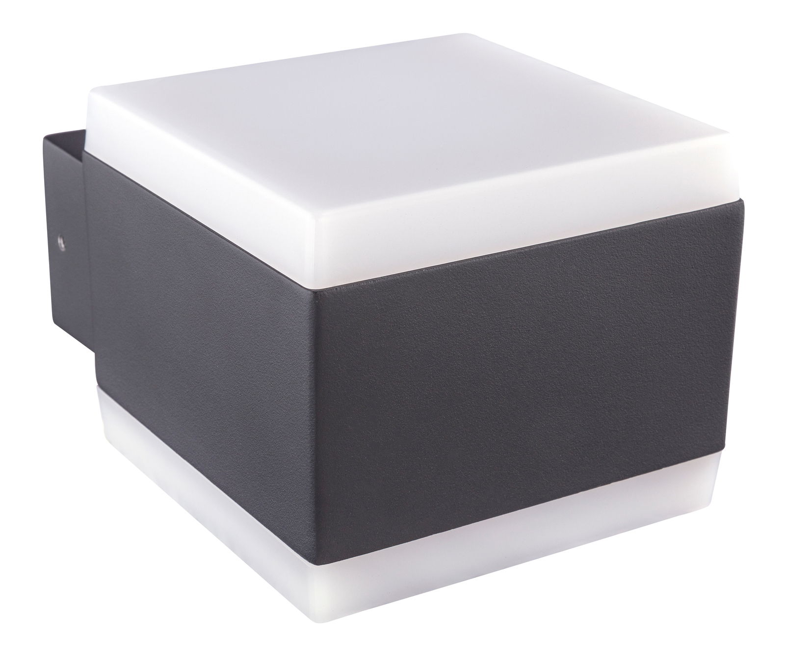 LED-Außenwandleuchte in kubischer Form, seitliche Perspektive