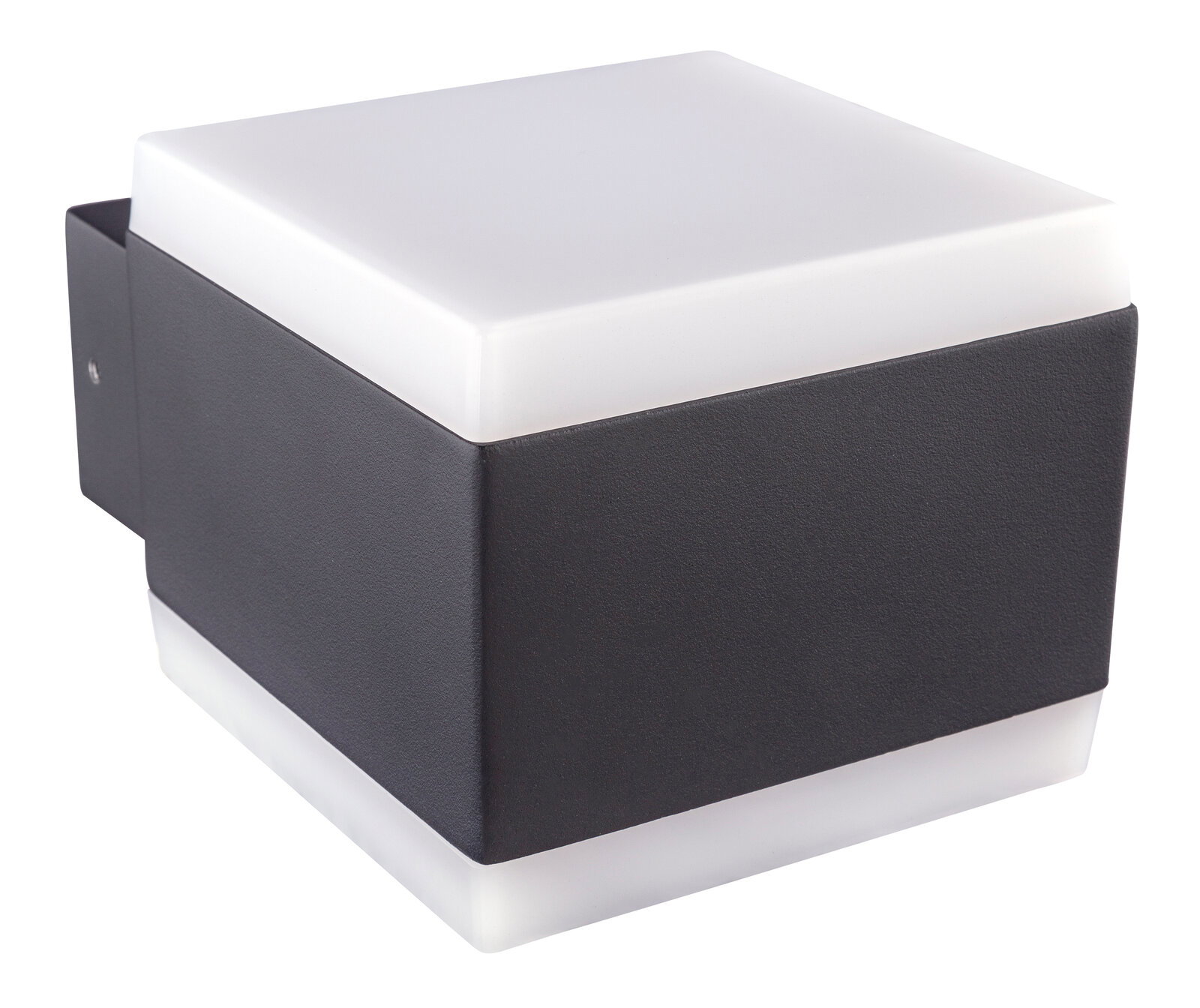 LED-Außenwandleuchte in kubischer Form, seitliche Perspektive