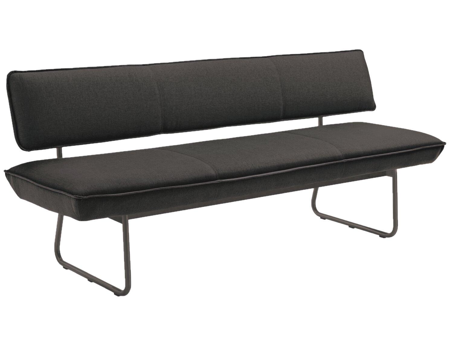 Venjakob Solitärbank P-9 IMPULS Solitärbank in dunklem Stoffbezug, seitliche Perspektive