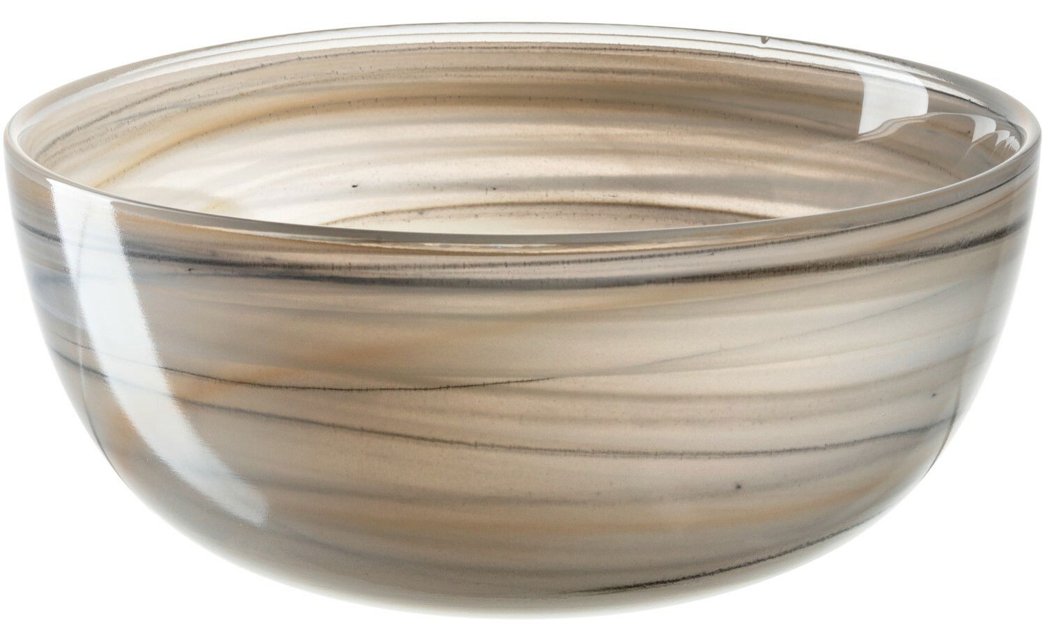 Schale ALABASTRO in Beige und Schwarz, seitliche Perspektive