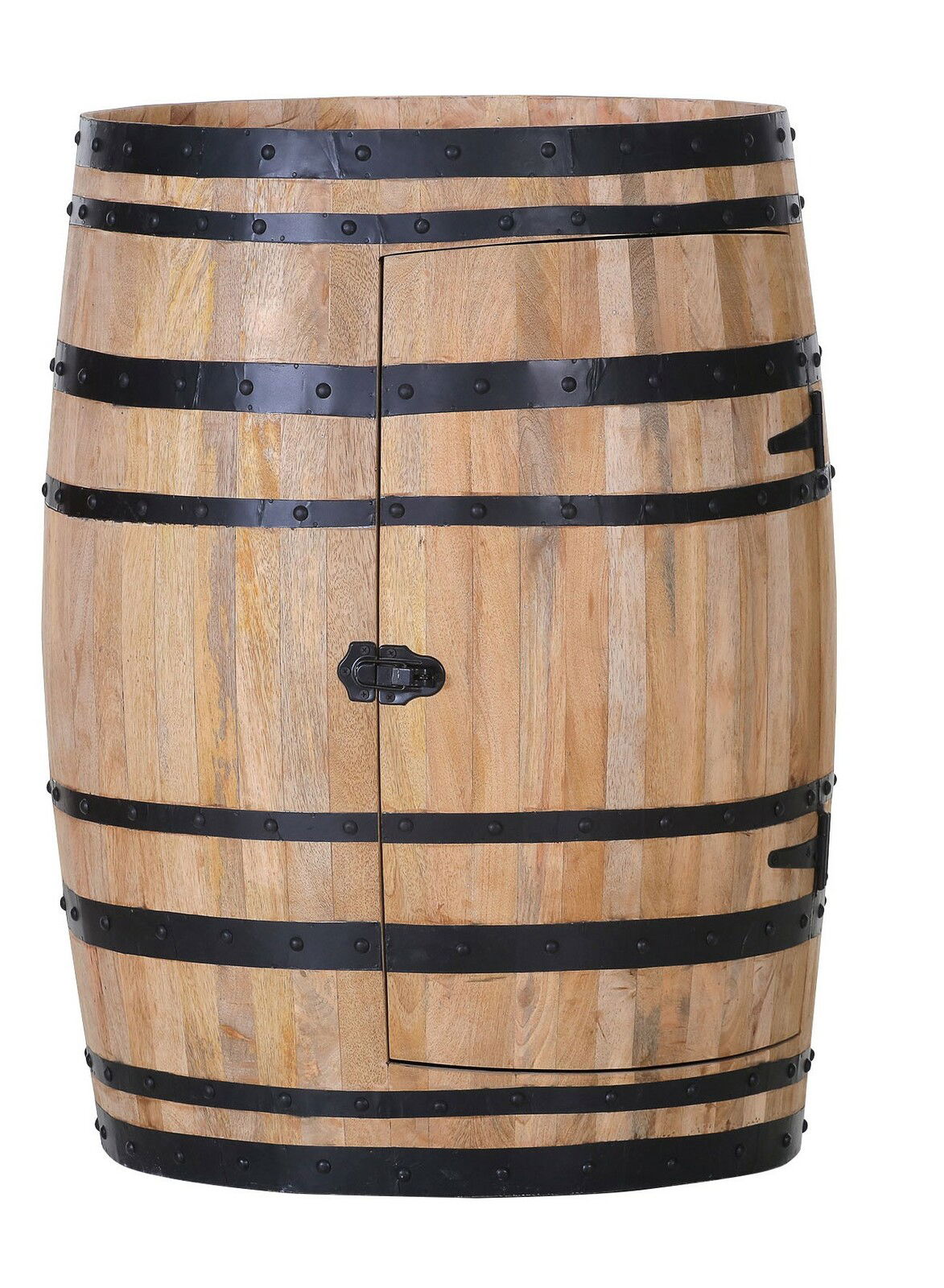 Zurbrüggen Bar-Faß ARMY Holzfass mit schwarzen Metallbändern und Tür, Frontalansicht