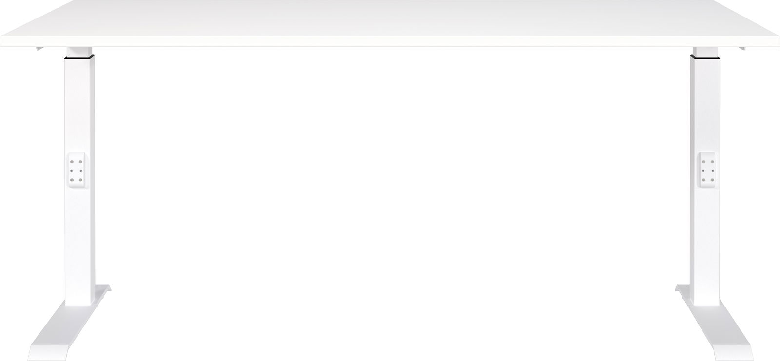 Höhenverstellbarer Schreibtisch in Weiß, Vorderansicht