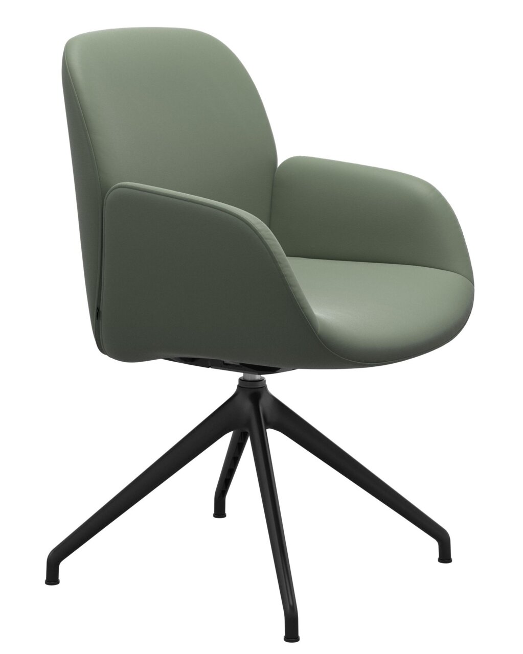 Groene Stressless-fauteuil DINING BAY met zwart metalen frame, zijaanzicht