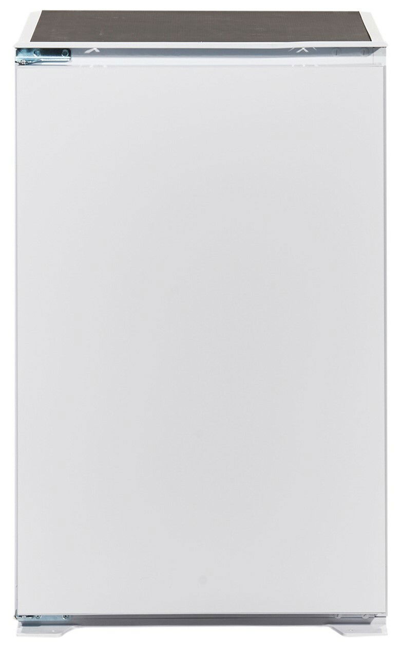 Frontansicht eines weißen Küchenblocks ohne sichtbare Griffe oder Verzierungen.