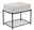 Moderner Hocker mit grauem Polster und schwarzem Metallgestell, seitliche Perspektive