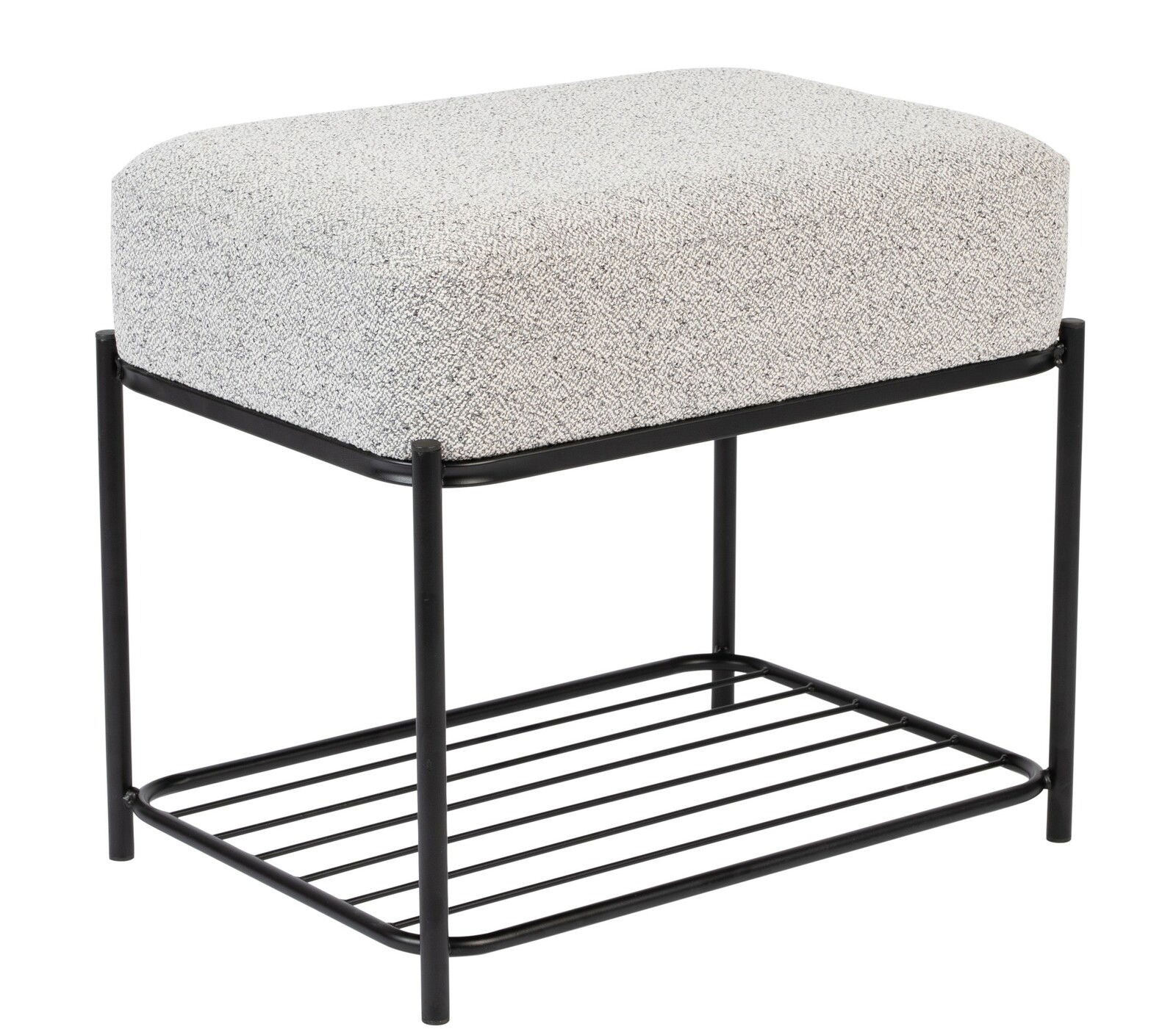 Z2 Hocker MILOU Moderner Hocker mit grauem Polster und schwarzem Metallgestell, seitliche Perspektive