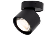 Zwarte led-spotkop in zijaanzicht met ronde behuizing en zichtbare lens.