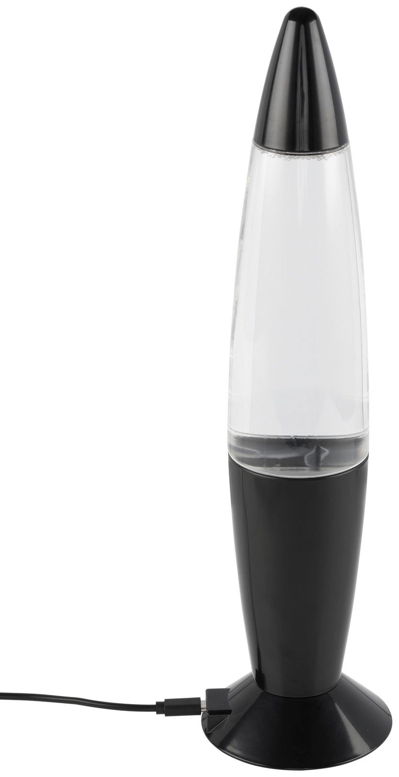 Schwarze Glitterleuchte Storm mit USB-Anschluss, seitliche Perspektive