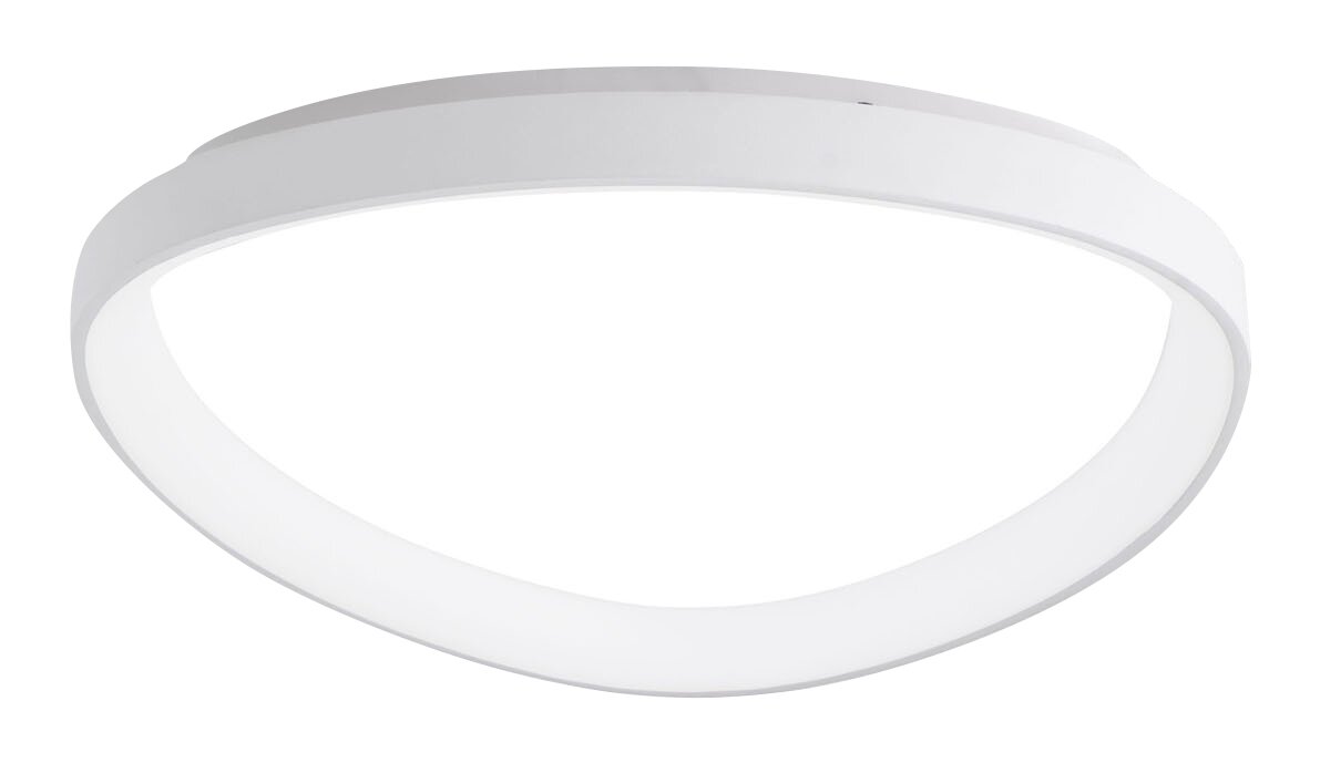 Moderne LED-Deckenleuchte in Weiß, seitliche Perspektive