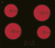 Glaskeramik-Kochfeld mit vier leuchtenden Kochzonen, Draufsicht