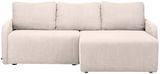 Beige Ecksofa mit drei Sitzplätzen und geripptem Stoff, Vorderansicht