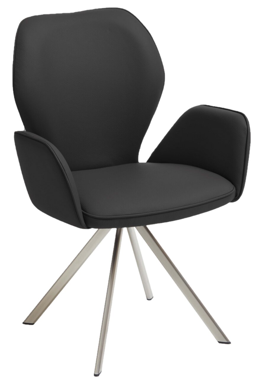 Valdera Sessel COLORADO-TREND-LINE Moderner schwarzer Sessel mit Armlehnen und Metallbeinen, seitliche Perspektive