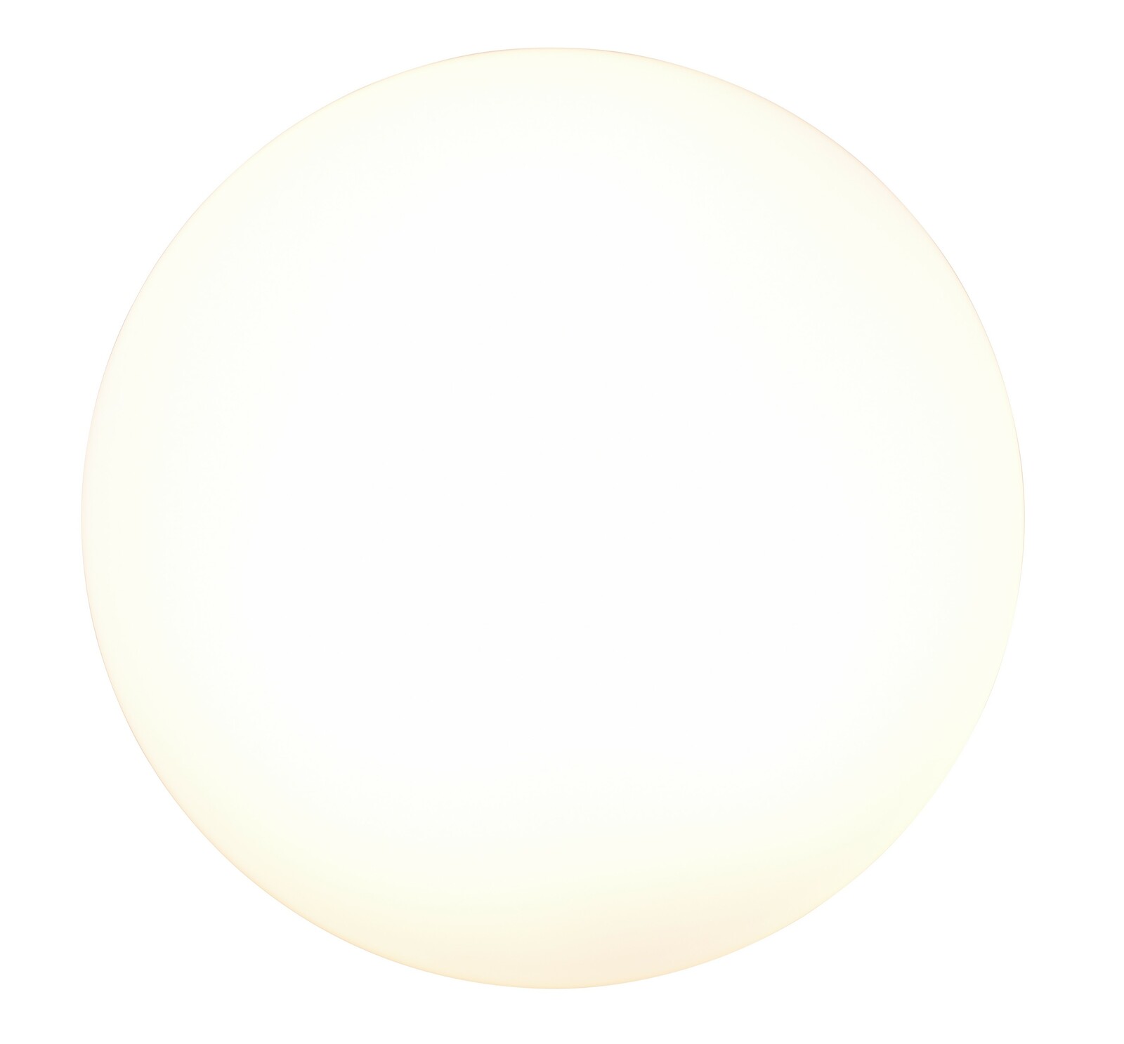 Runde Deckenleuchte aus der Vogelperspektive, leuchtend in warmem Weiß.