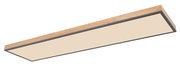 Moderne rechteckige Deckenleuchte mit Holzrahmen, seitliche Perspektive