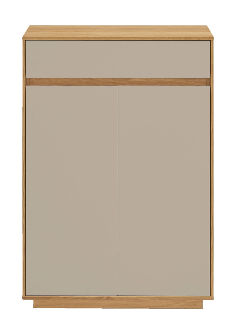 VOSS Schuhschrank V100 Moderner Schuhschrank aus Holz mit zwei Türen und einer Schublade, Frontalansicht
