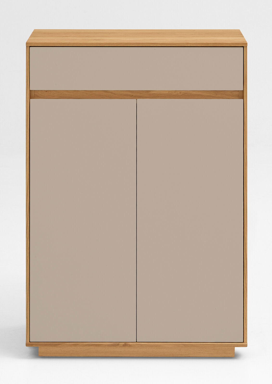 VOSS Schuhschrank V100 Moderner Schuhschrank aus Holz mit zwei Türen und einer Schublade, Frontalansicht