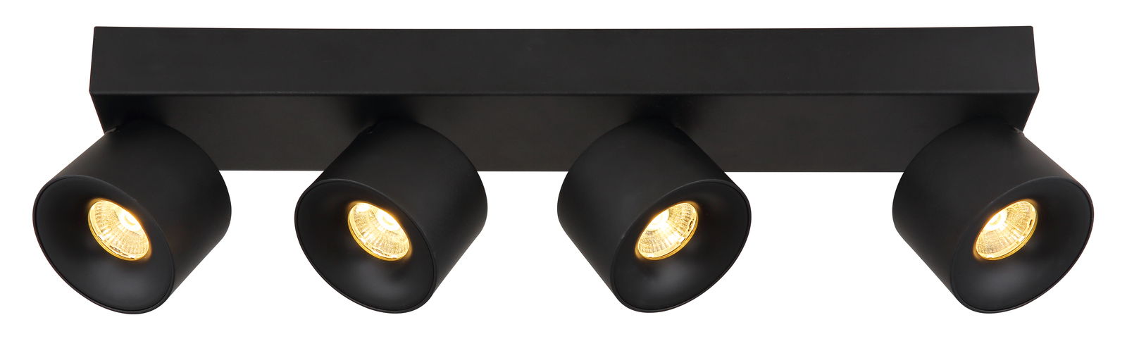 Schwarzer LED Strahler mit vier Leuchten, Ansicht von unten