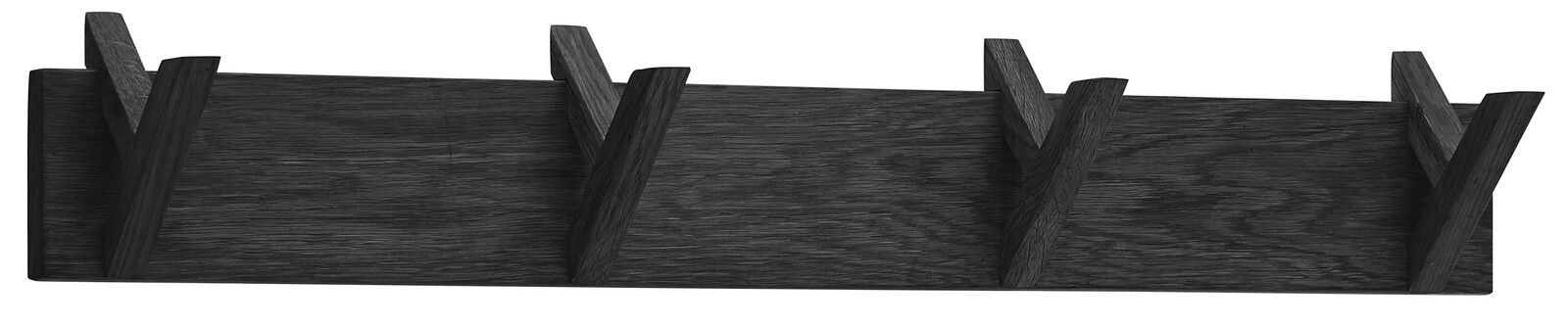 Linea Natura Hakenleiste BANTRY Schwarze Hakenleiste mit vier Haken, aus dunklem Holz, frontal abgebildet