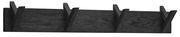 Schwarze Hakenleiste mit vier Haken, aus dunklem Holz, frontal abgebildet