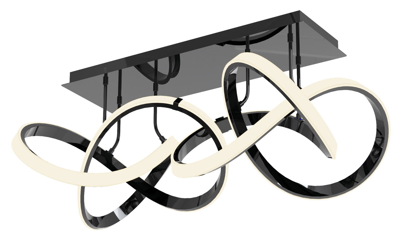 WOFI Leuchten Deckenleuchte INDIGO Moderne Deckenleuchte Indigo mit geschwungenem, schwarzem und weißem Design, seitliche Perspektive