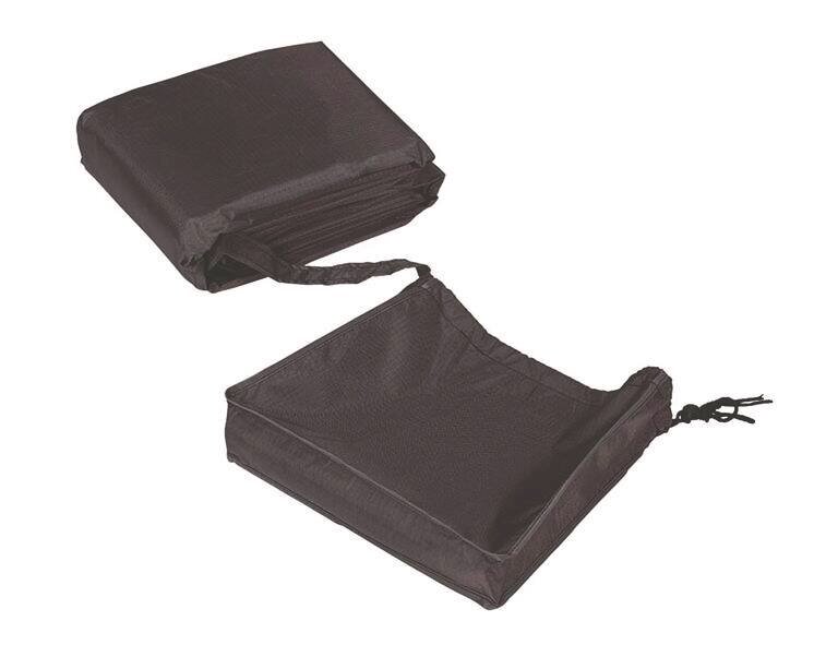 Zurbrüggen Sitzgruppenhülle AeroCover Schwarze Sitzgruppenhülle aus robustem Material, teilweise entfaltet, aus der Vogelperspektive.