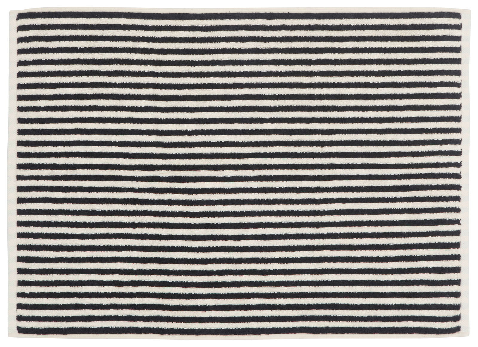 Badematte mit schwarz-weißen Streifenmuster, Draufsicht