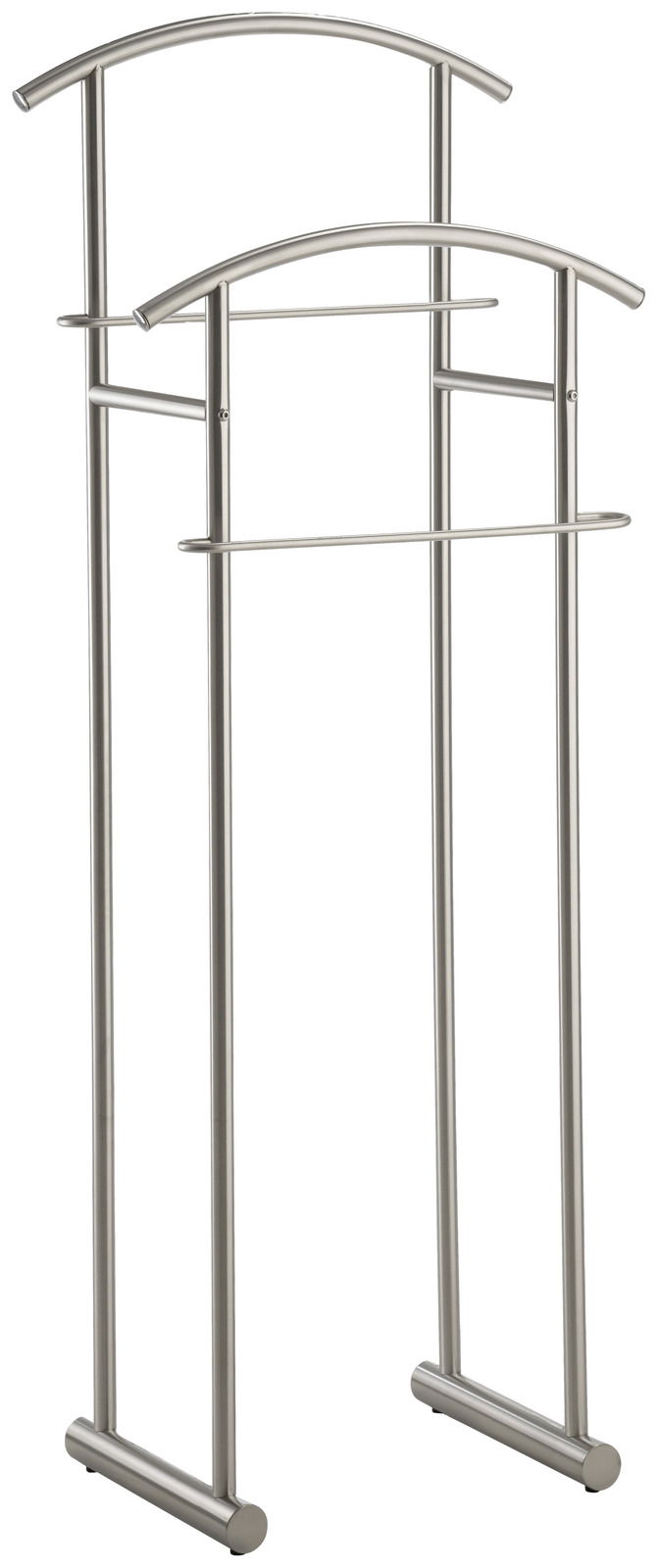 Moderner Herrendiener aus Metall in seitlicher Perspektive