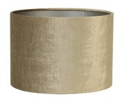 Zylindrischer Lampenschirm in Beige aus Stoff, seitliche Perspektive