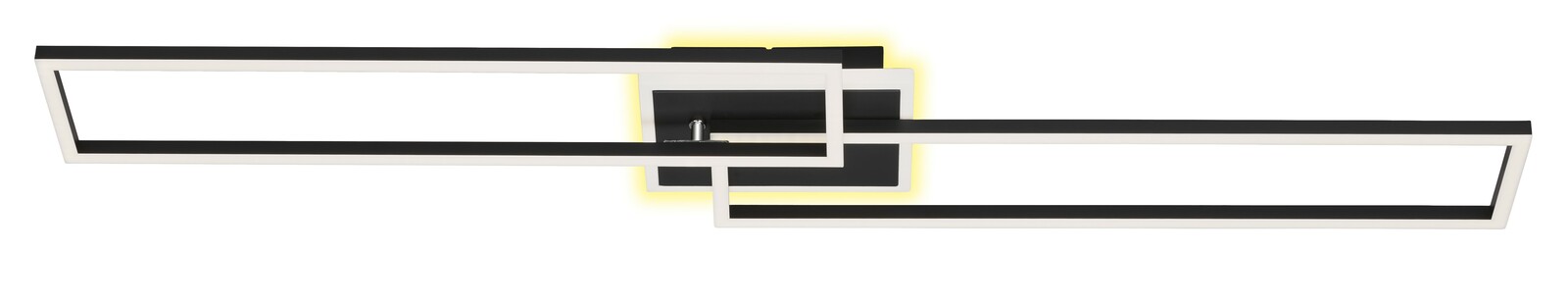 Moderne Deckenleuchte mit rechteckigem Design, seitliche Perspektive